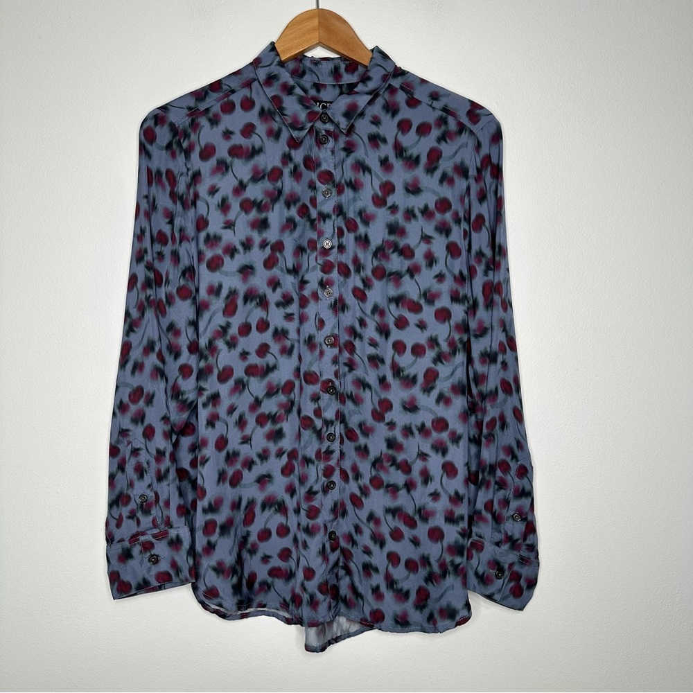 J. Crew Button up Shirt Size‎ XL Cherry Print Drapey